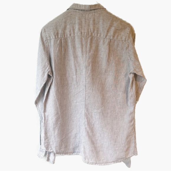 Frank & Eileen Barry Striped Button Down Shirt 100% Linen Classic Medium - Picture 4 of 8